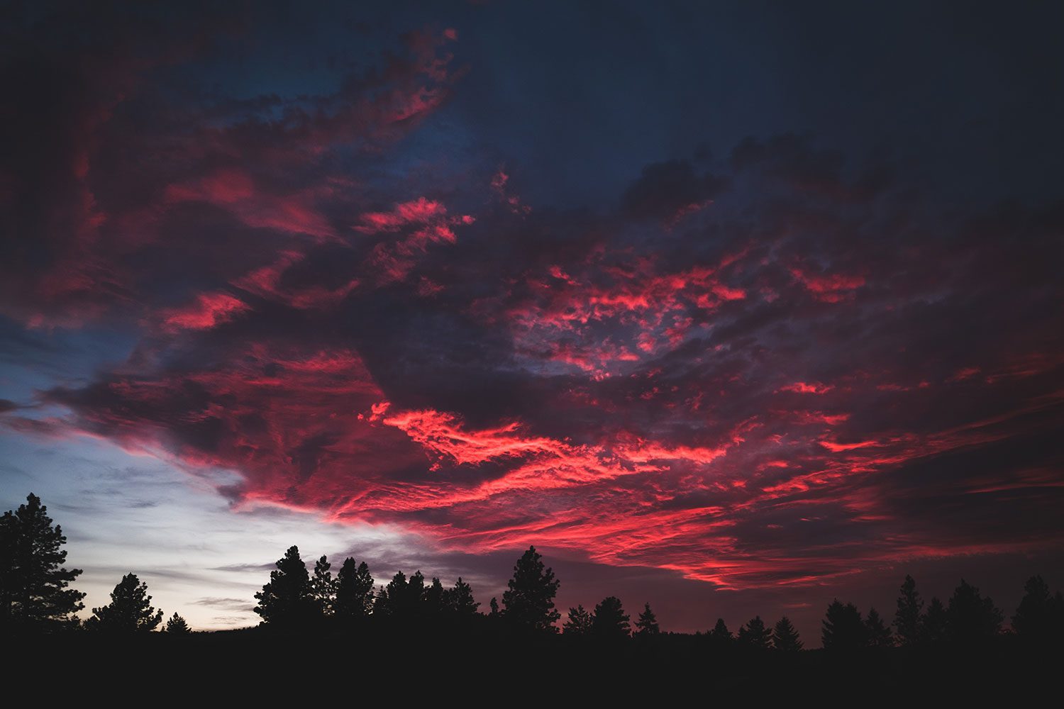 Red and orange clouds at sunset